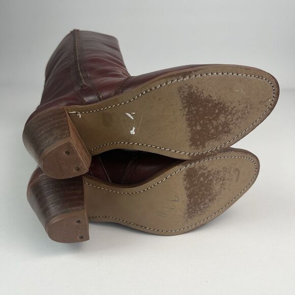 Vintage Dexter Campus Western Tall Boots 8 Brown Cowgirl Riding Ranch Festival - Picture 15 of 16